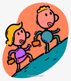 People Climbing Up A Hill Royalty Free Vector Clip - Climbing A Hill Clip Art
