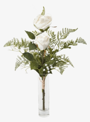 Silk White Rose Bud Vase • - White Roses Vase Transparent
