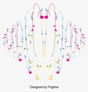 Beautiful Colorful Romantic Staff Music Symbol Floating - Music