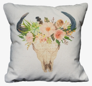 Watercolor Western Floral Skull - Bull Skull On Floral Poster Print By Tara Moss
