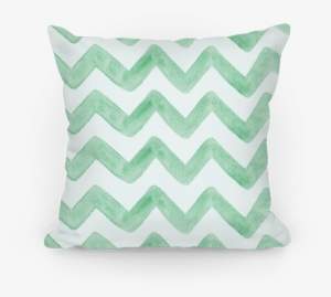 Green Watercolor Chevron Pattern Pillow - Camping Throw Pillows