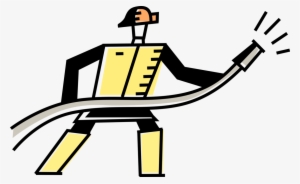 Vector Illustration Of Firefighter Fireman Fights Raging