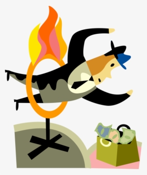 Vector Illustration Of Businessman Leaps Through Hoop