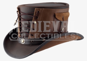 Vested Leather Top Hat In Brown