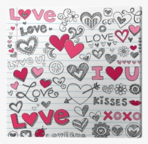 Valentine's Day Love Hearts Sketchy Doodle Vector Canvas - Hojas Decorativas De Craftingeek