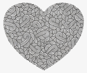 Black And White Swirls Doodles Heart-shaped Mousepad - Black
