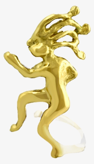 Jogging Kokopelli Gold On Silver Ear Charm's Unisex - Earring