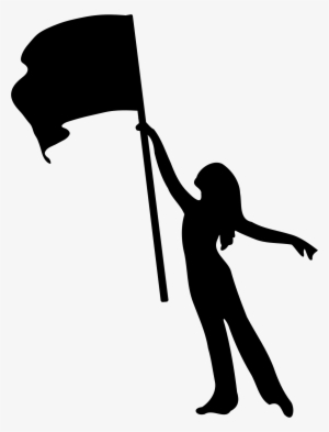 Clipart Flag Girl Silhouette Big Image Png - Color Guard Flag Png
