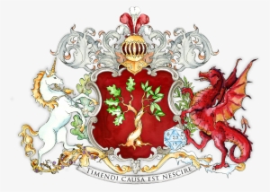 Custom Coat Of Arms With A Dragon And Unicorn - Crest