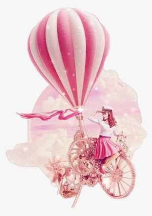 Girl Bicycle Pink Ballon Hotairballoon Vintage Oldpaper - 早 安 语录 正 能量