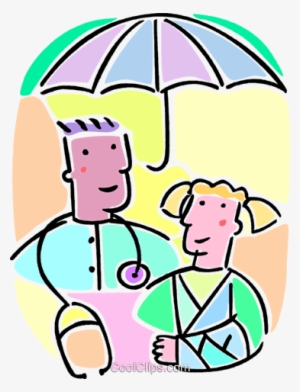 Girl With A Broken Arm And A Doctor Royalty Free Vector - Clip Art