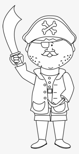 Black And White Pirate With A Hook Arm - Black And White