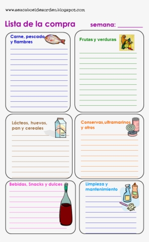 Lista De La Compra Imprimible - Hoja Para Lista De Compras