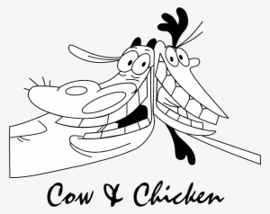Cow & Chicken Logo Black And White - Cow And Chicken Cartoon