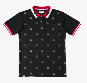 Allover Panther Head Print Polo