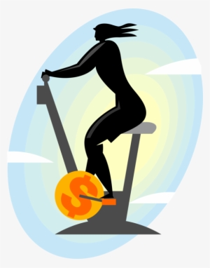 Vector Illustration Of Businesswoman Works Out On Exercise - Racing