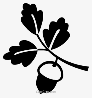 Acorn And Leaves Royalty Free Vector Clip Art Illustration - Acorn With Leaves Clip Art