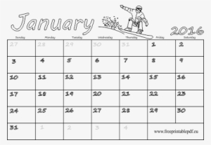 Month January 2016 For Printing Coloring Free Printable - Slovensky Kalendar Oktober 2018