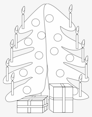 Machovka Christmas Tree Black White Line Art Coloring - Christmas Day
