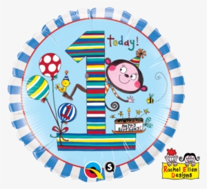 18" Redondo, Primer Añito, Monitos Y Rayitas,