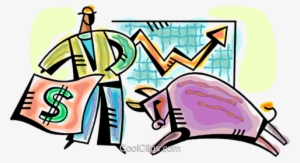 Man With Money Cape And Charging Bull Royalty Free