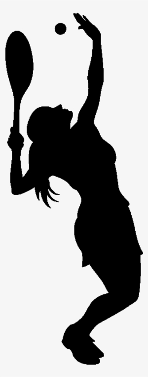 Sticker Service D Une Tenniswoman Ambiance Sticker - Female Tennis Player White Silhouette