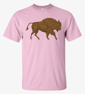 North American Bison Buffalo Charging Retro Gildan - Zombie Ate My Brain