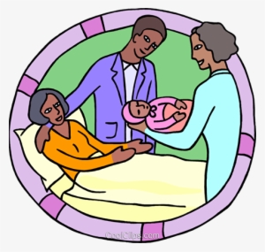 Newborn With Parents In Maternity Ward Royalty Free - Maternity Ward Clipart