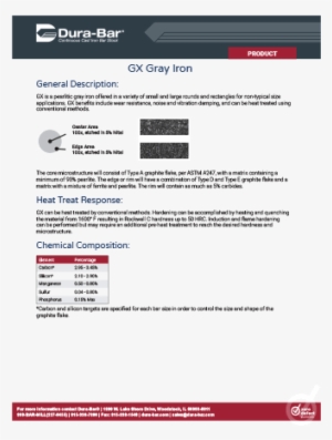 Gx Gray Iron Product Brief - Gray Iron