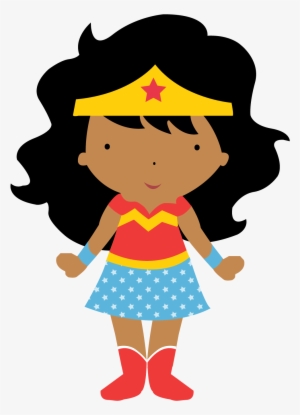 Ela Escolheu "mulher Maravilha\ - African American Girl Superhero Clipart