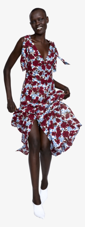 Floral Print Dress With Ties - Vestido Flores Azul Zara Verano 2018