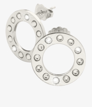 Nikki Lissoni Circle Sparkle Silver Plated Stud Earrings
