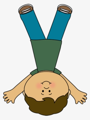 Boy Doing Carthweel Clip Art - Upside Down Boy Clipart