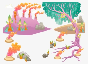 Png Royalty Free Library Cartoon Volcano Landscape - Dinosaur Wall Mural - Jurassic Animals