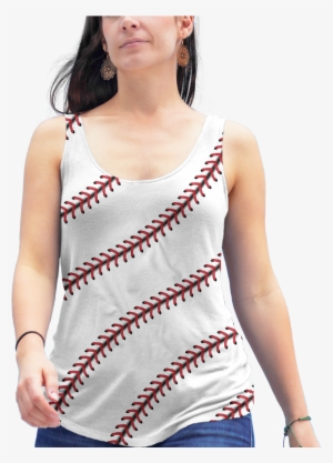 Baseball Stitch Racerback Tank Top - Softball Stitches Women's Canvas Shoes Apparel