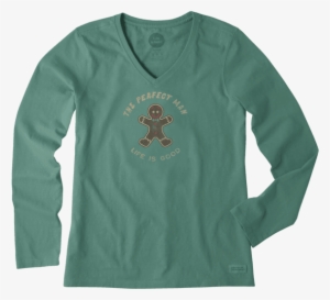 Women's Gingerbread Man Long Sleeve Crusher Vee - Life Is Good Sloth