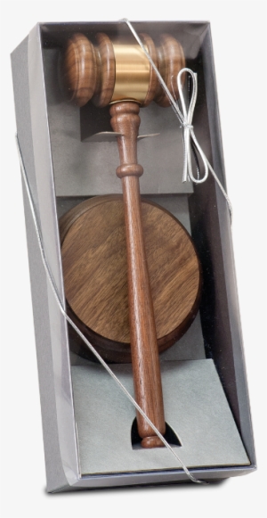 Genuine Walnut Gavel And Sounding Block Presentation - Gavel