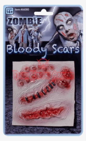 4 Bloody Zombie Scars - Hospital Patient Costume Bloody