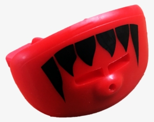 Red Lip Shield Mouth Guard With Black Fangs - Lip