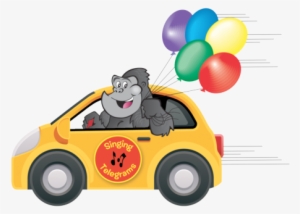 Gorilla Delivering Balloons - Cartoon