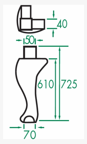 Claw And Ball Leg With Top Square - Diagram