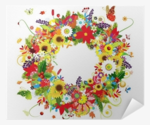 Four Seasons, Floral Wreath For Your Design Poster - Scl22 Galaxy Note 3 スマホケース Au エーユー ノート3 004882 フラワー