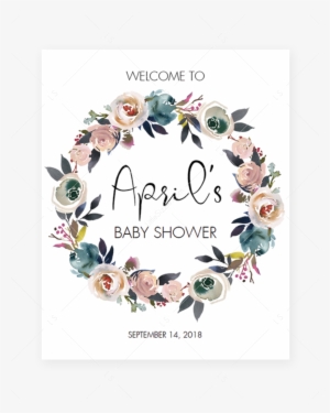 Floral Wreath Welcome To Sign For Boho Shower By Littlesizzle - Floral Welcome Baby Shower