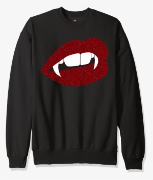 Glitter Lips Vampire Fangs Sweatshirt Super Soft And - Long-sleeved T-shirt