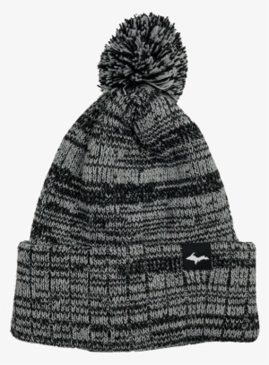 "upper Peninsula" Mixed White And Black Knit Pom Beanie - Beanie