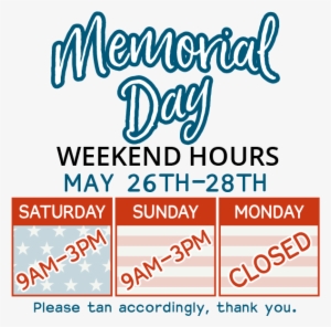 Memorial Day Hours 2018 Web Sidebar - Calligraphy
