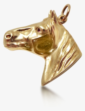 A 14k Retro Yellow Gold Horse Head Pendant
