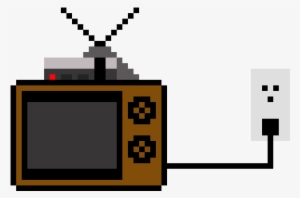 Old Tv W/ Nes Pluggued In Tha Wall - Tv Pixel Art