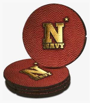 Navy Football Leather Coaster - Oiseau Bleu Sur Fond Jaune