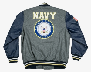 Navy Varsity Jacket With Navy Logo - Us Navy Jacket